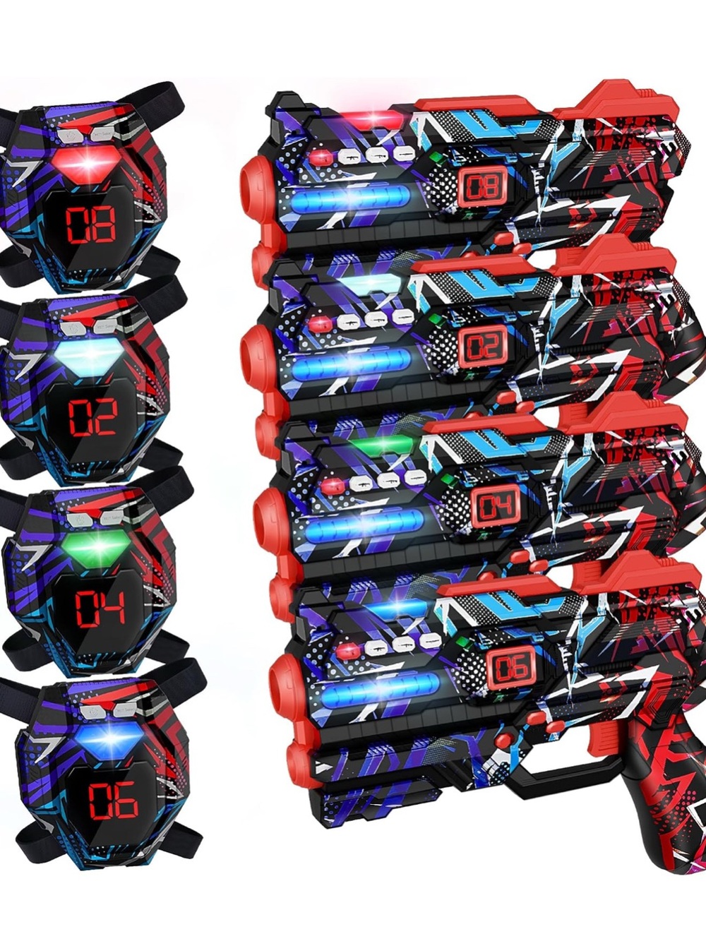 Red & Black Kids Laser Tag Blaster Set with LED Targets